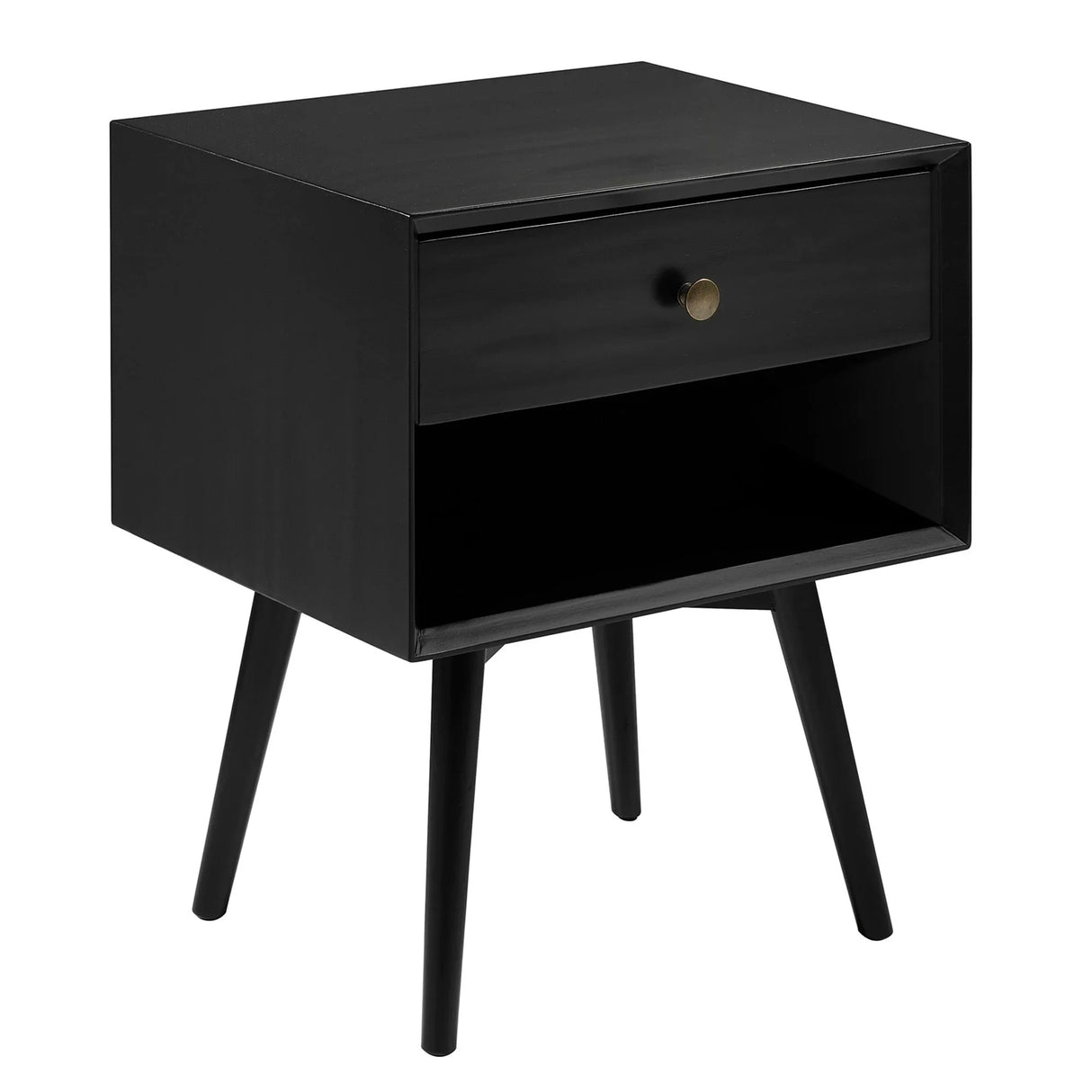 Mid-Century Modern Single Drawer Solid Wood Nightstand - Furniture Home Direct