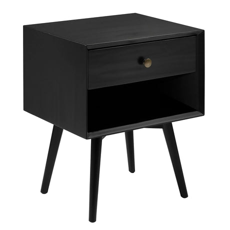 Mid-Century Modern Single Drawer Solid Wood Nightstand - Furniture Home Direct