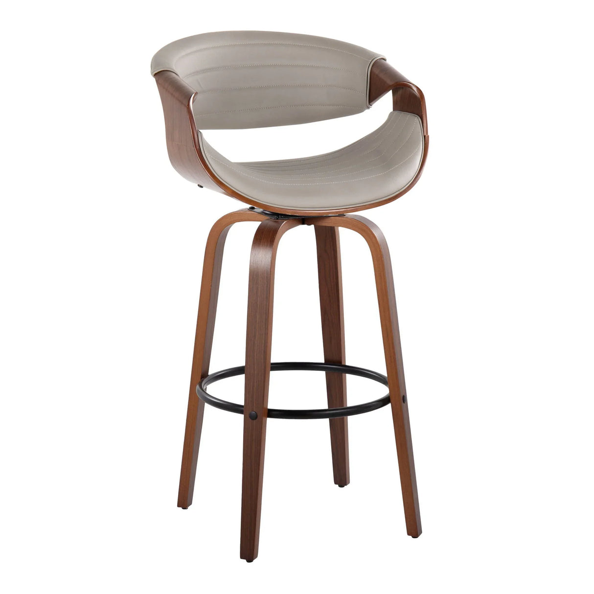 Symphony - Mid Century Modern Fixed Height Barstool With Swivel With Round Footrest (Set of 2) - Furniture Home Direct