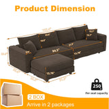 Deep Seat Convertible Sofa With Soft Pillows And Ottomans - Furniture Home Direct