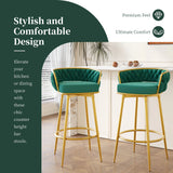 Counter Height Stools Tufted Velvet Gold Frame Green - Furniture Home Direct