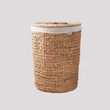Ludmilla Round Tall Water Hyacinth Woven Wicker Laundry Hamper With Lid - For Clothes, Canvas, Toys And Book Storage With Removable Liner - 18" X 18" X 23" - Natural Brown - Furniture Home Direct