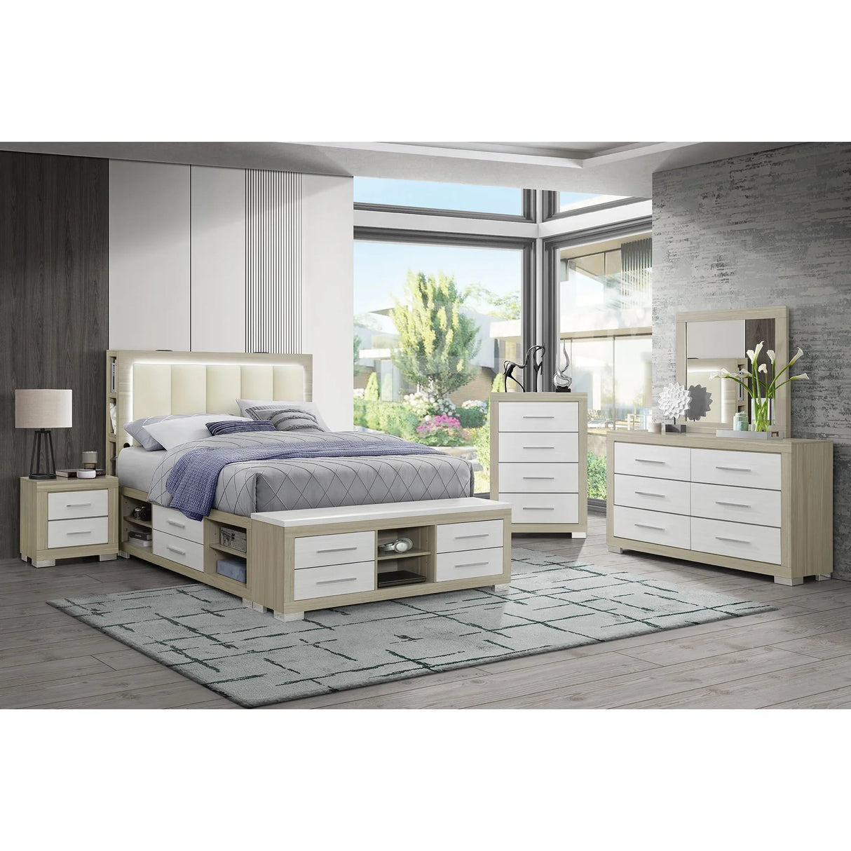 Messa - Bed With Storage Features And LED Lighting - Furniture Home Direct