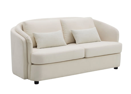 Mariko - Linen Loveseat With 2 Toss Pillows - Beige - Furniture Home Direct