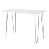 Mid-Century Modern Hairpin Leg Computer Desk - White - Furniture Home Direct