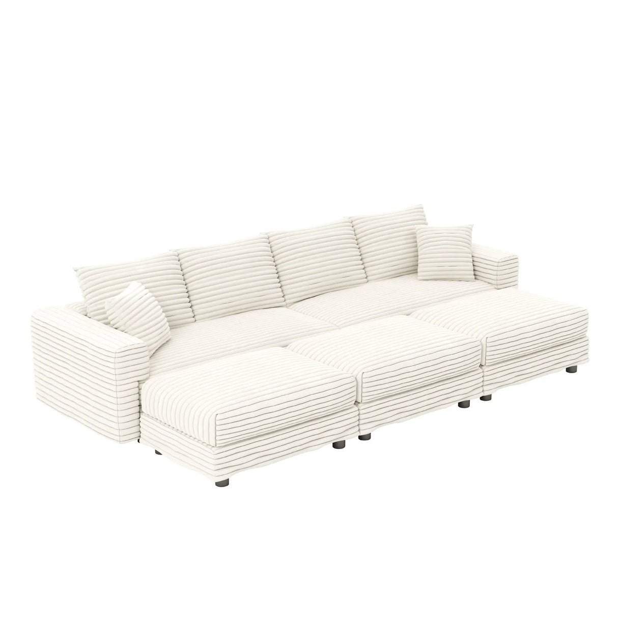 Deep Seat Convertible Sofa With Soft Pillows And Ottomans - Furniture Home Direct