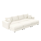 Deep Seat Convertible Sofa With Soft Pillows And Ottomans - Furniture Home Direct