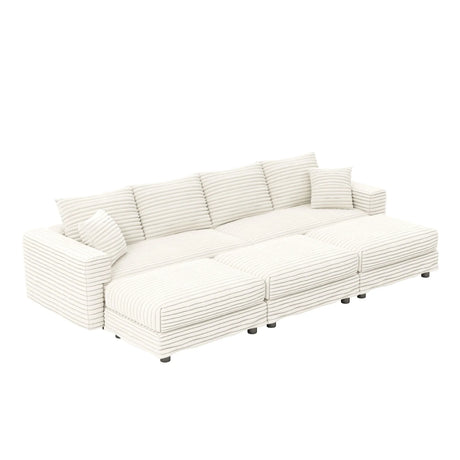 Deep Seat Convertible Sofa With Soft Pillows And Ottomans - Furniture Home Direct