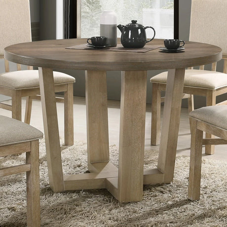 Brutus - Contemporary Round Dining Table With Wheat Colored Base - Vintage Walnut - Furniture Home Direct