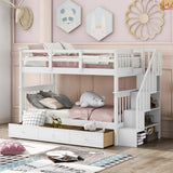 Stairway Bunk Bed With Storage And Guard Rail For Bedroom - Furniture Home Direct