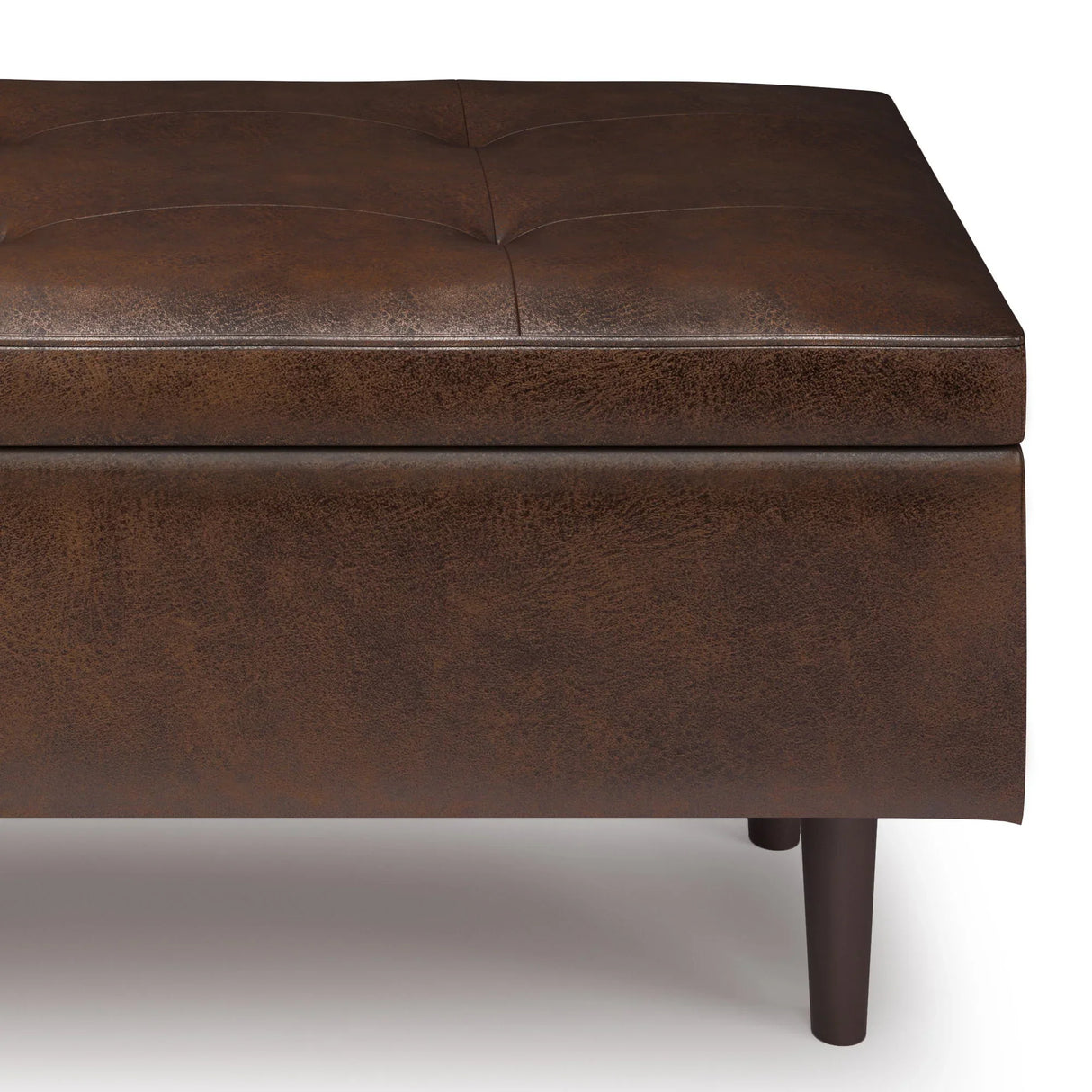 Shay - Large Square Coffee Table Storage Ottoman Mid-Century Style - Furniture Home Direct