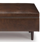 Shay - Large Square Coffee Table Storage Ottoman Mid-Century Style - Furniture Home Direct