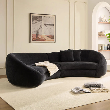 125.98' Modern Curved Sofa With Love Heart Design - Black - Furniture Home Direct