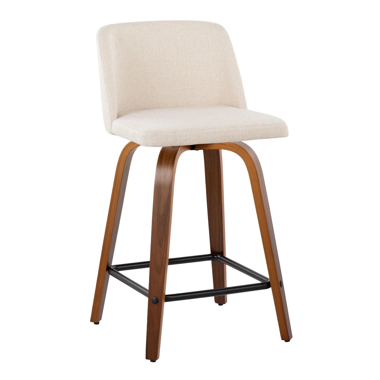 Toriano - Mid Century Modern Fixed Height Counter Stool With Swivel & Square Footrest (Set of 2) - Furniture Home Direct