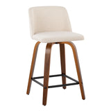Toriano - Mid Century Modern Fixed Height Counter Stool With Swivel & Square Footrest (Set of 2) - Furniture Home Direct