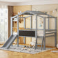 Loft House Bed With Ladder And Slide, With Blackboard And Light Strip On The Roof - Furniture Home Direct