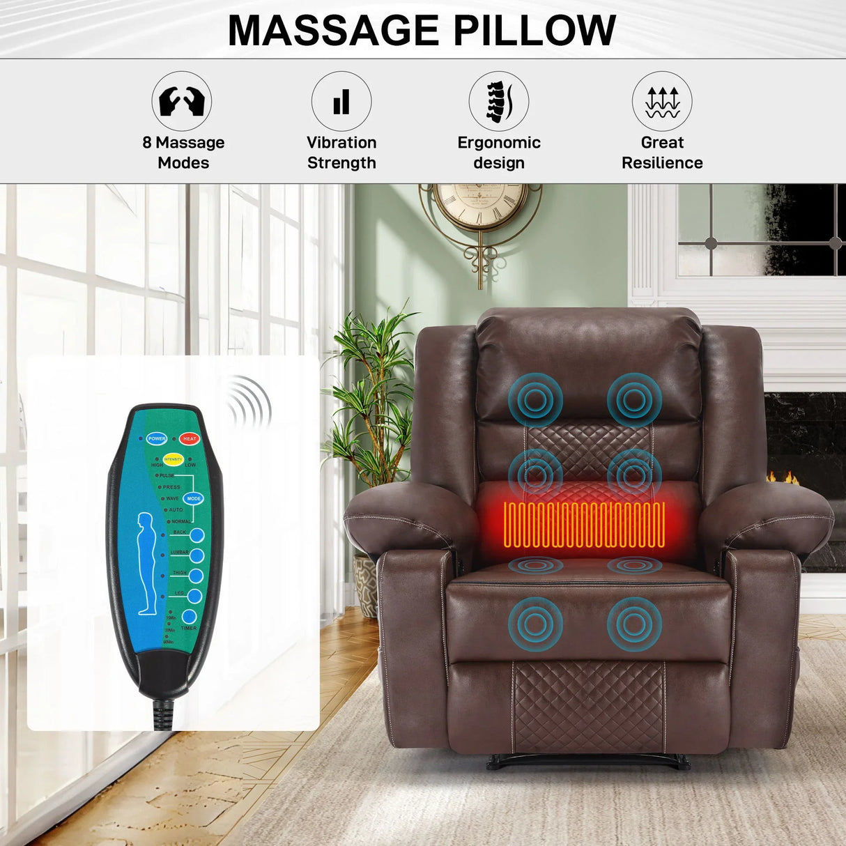 Breathable Leather Massage Recliner Manual Chair - Furniture Home Direct