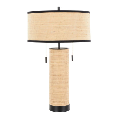 Cylinder - Rattan Contemporary Rattan Table Lamp - Furniture Home Direct