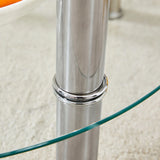 Coffee Table Two Tier Glass Top Polished Metal Legs Silver - Furniture Home Direct