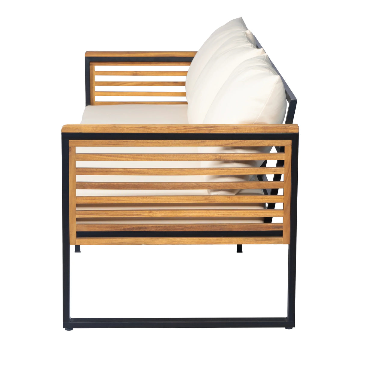 3-piece Outdoor Acacia Wood and Metal Patio Set - Furniture Home Direct