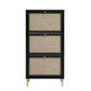 Modern Rattan 3 Door Shoe Rack Cabinet For Entryway - Furniture Home Direct