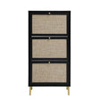 Modern Rattan 3 Door Shoe Rack Cabinet For Entryway - Furniture Home Direct