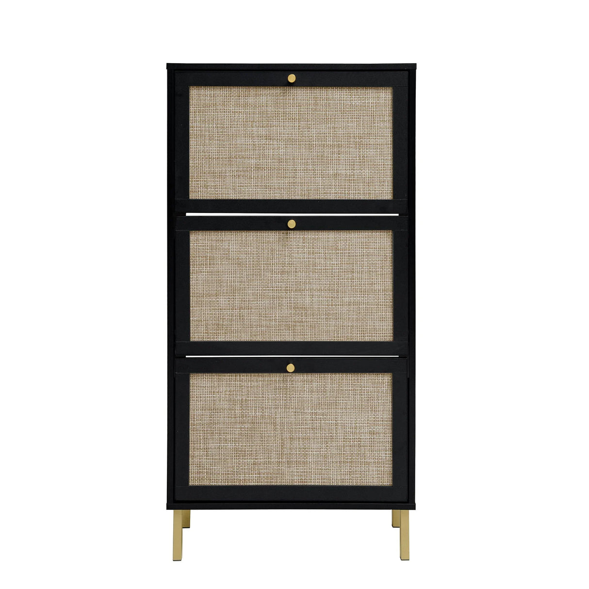 Modern Rattan 3 Door Shoe Rack Cabinet For Entryway - Furniture Home Direct