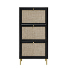Modern Rattan 3 Door Shoe Rack Cabinet For Entryway - Furniture Home Direct