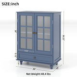 Minimalist Buffet Cabinet With Double Glass Doors And Drawer - Furniture Home Direct