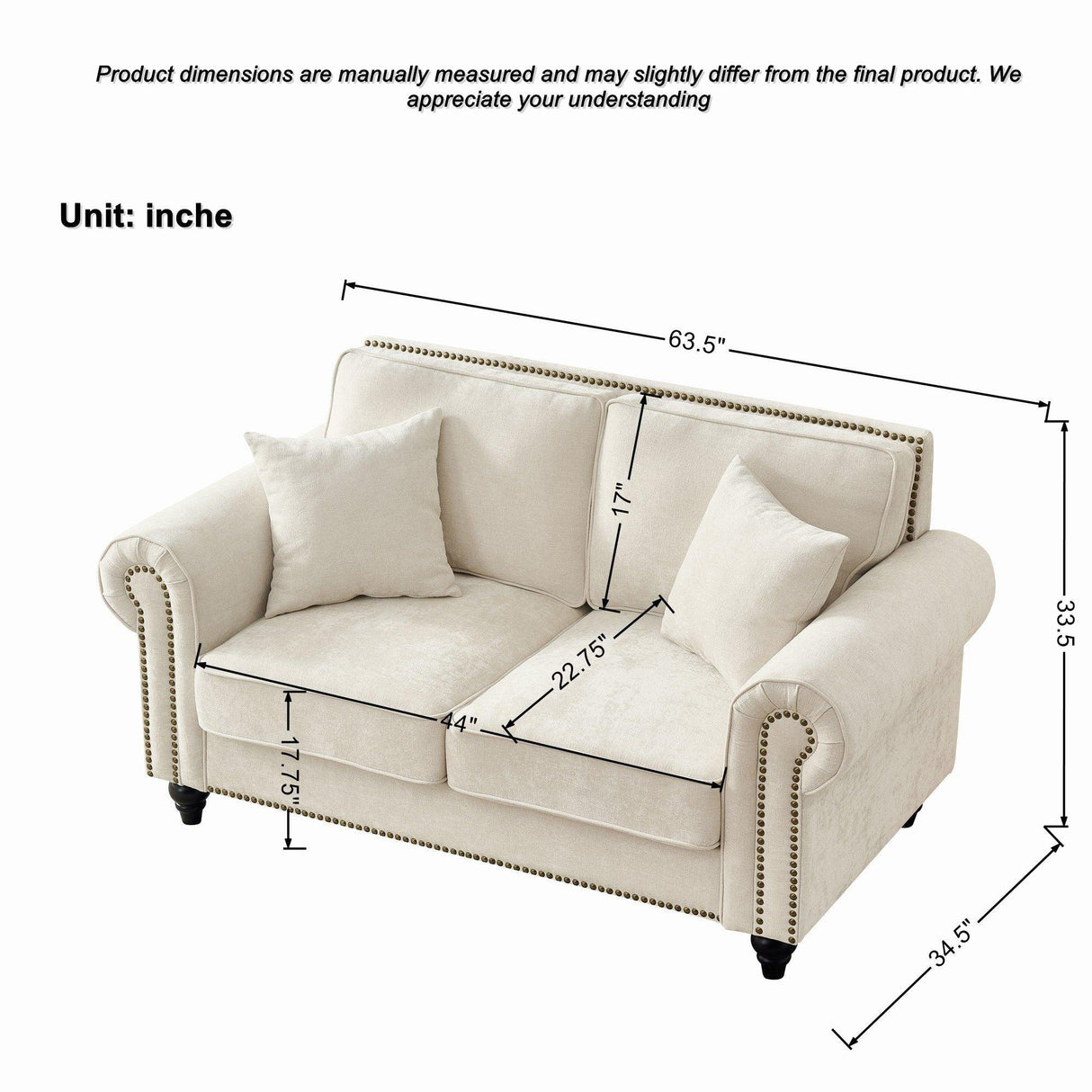 Modern 3 And 2 Seater Sofa With Rolled Arms, Tufted Upholstered Couch - Furniture Home Direct