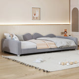 Upholstered Daybed, Sherpa Fabric Sofabed With Cloud-Shaped Backrest - Furniture Home Direct