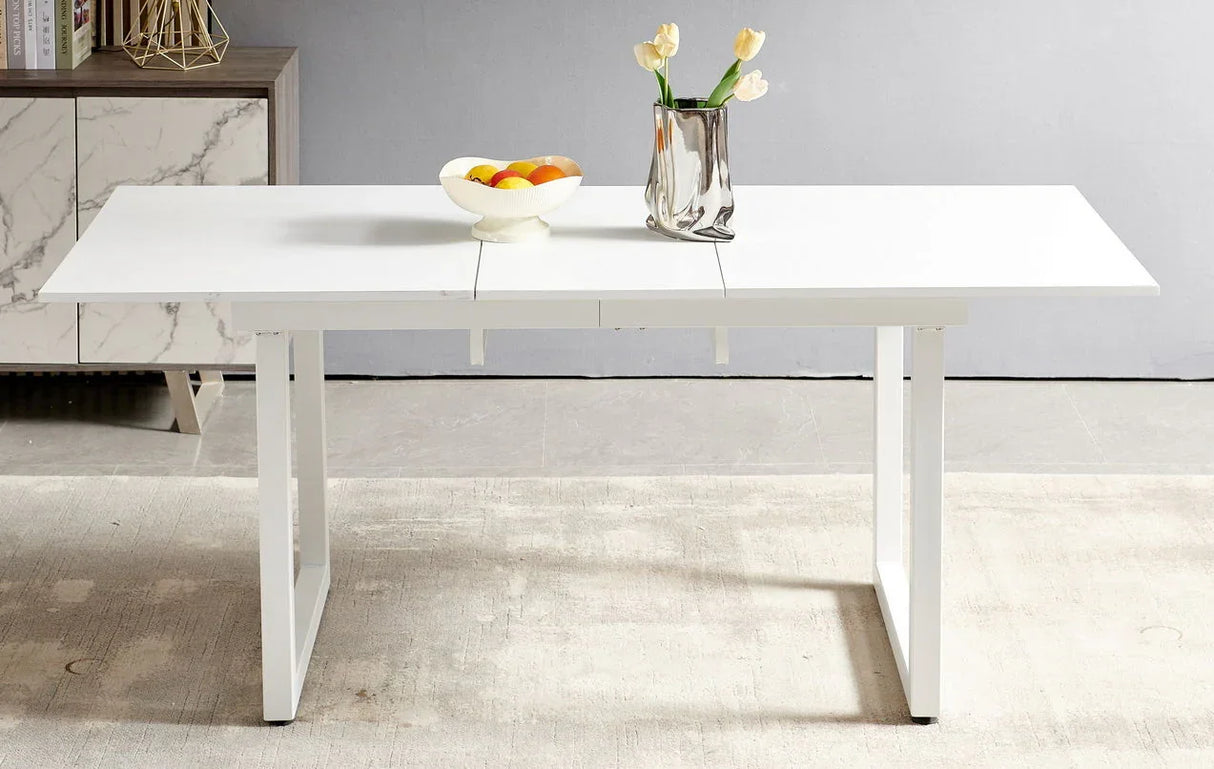 Square Extendable Dining Table With Metal Leg, Modern Space Saving Kitchen Table For Living Room - Furniture Home Direct