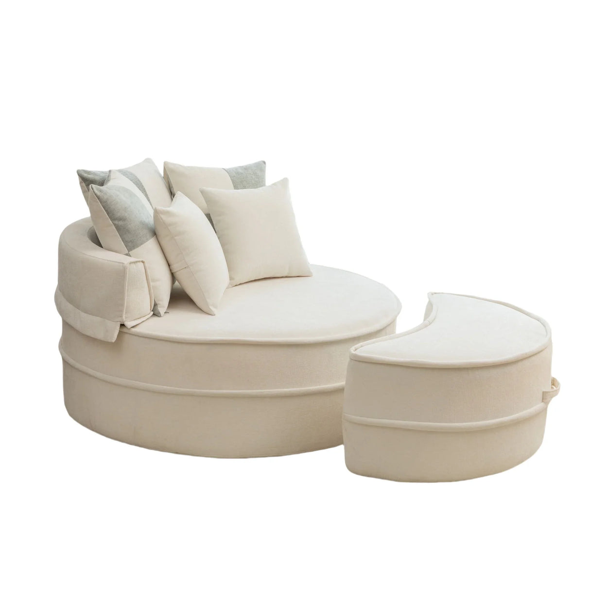 Modern Oversized Round Barrel Accent Chair With Ottoman - Furniture Home Direct