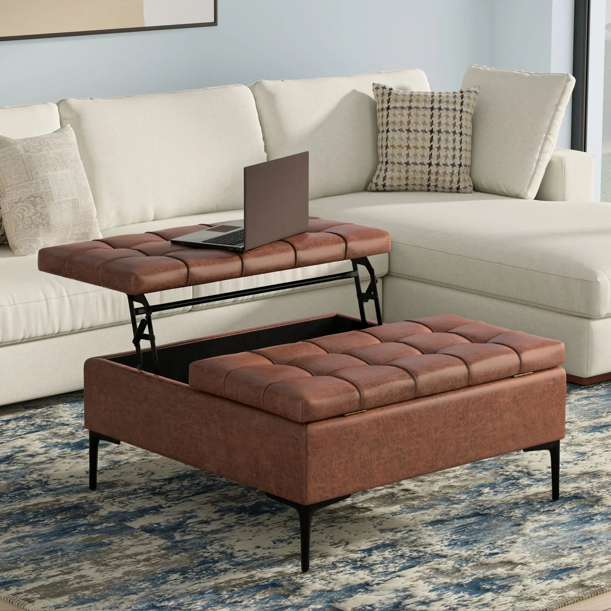 Laura - Lift Top Storage Ottoman - Furniture Home Direct