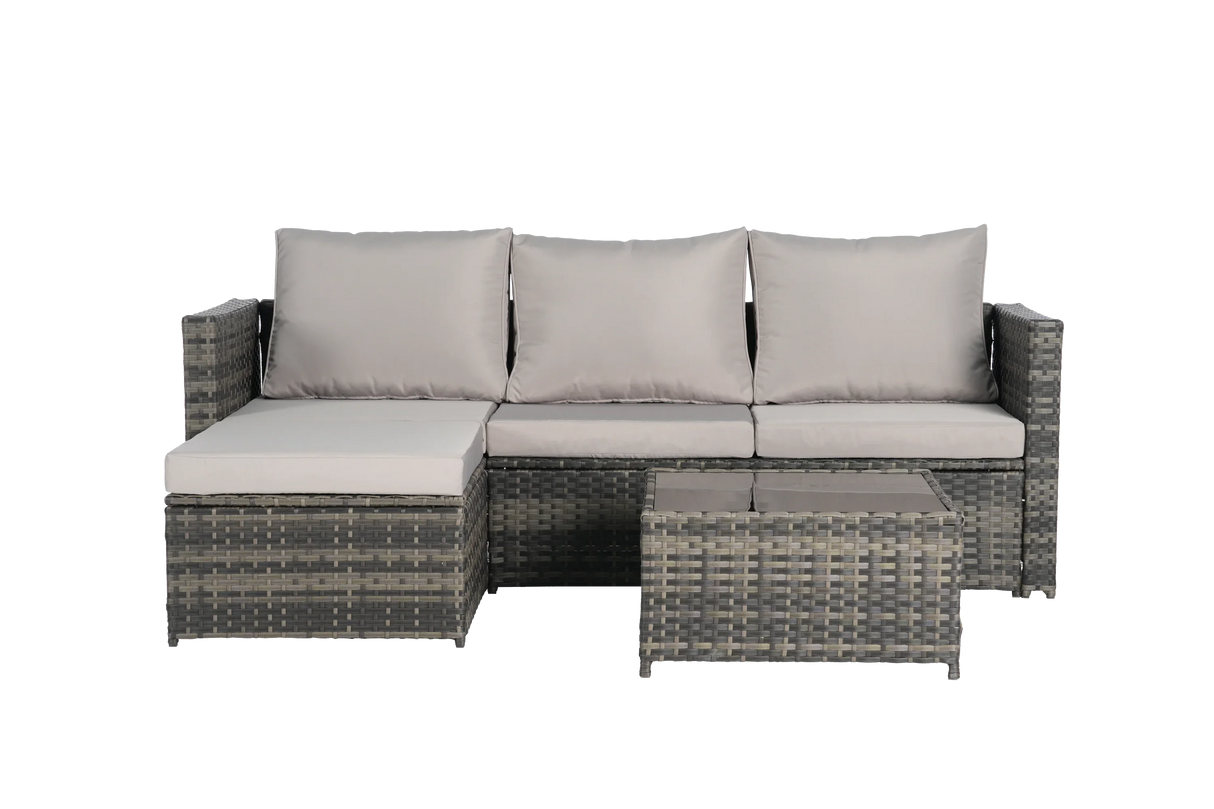 2 Piece Wicker Patio Sectional with Ottoman - Furniture Home Direct