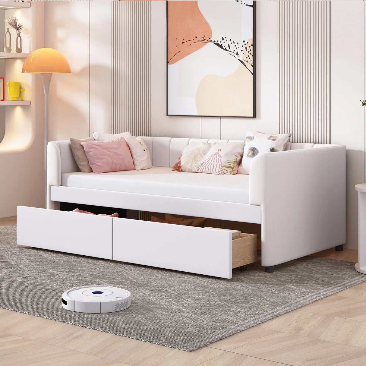 Upholstered Daybed With Ergonomic Design Backrest - Furniture Home Direct