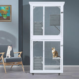 Xpt016 Outdoor Indoor Cat Pet Climbing Rack Play Cage Lovely Big Space - White - Furniture Home Direct