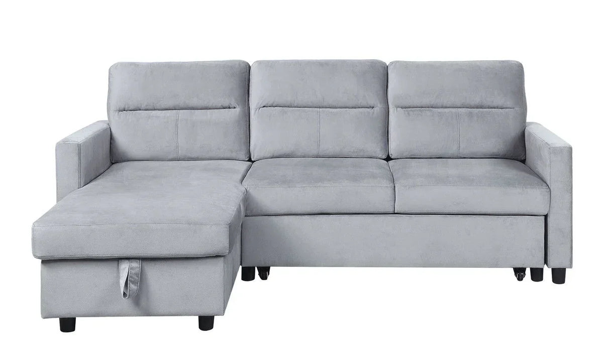 Ivy - Velvet Reversible Sleeper Sectional Sofa With Storage Chaise And Side Pocket - Furniture Home Direct