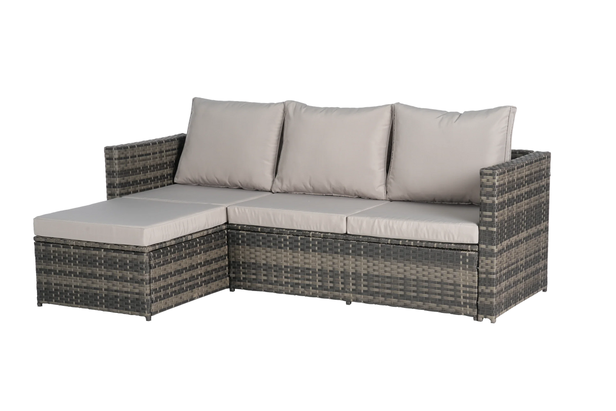 4 Piece Patio Sectional Set With Coffee Table - Gray - Furniture Home Direct