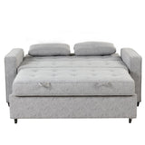 66.5" Upholstered Loveseat With Pull Out Bed, Two Throw Pillows, Dual USB Charging Port and Adjustable Backrest - Light Gray - Furniture Home Direct