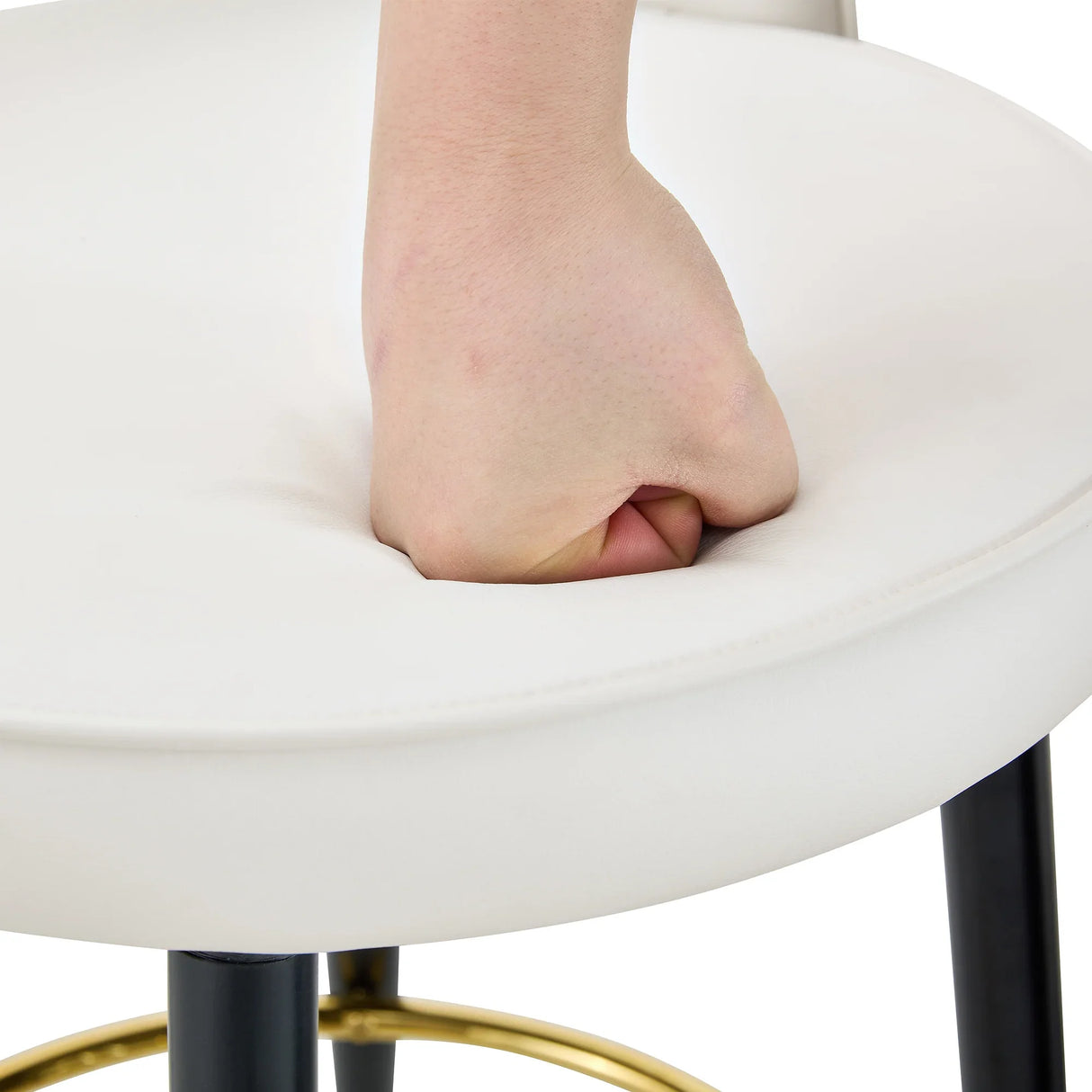 Counter Height Stools Upholstered Gold Footrest White - Furniture Home Direct