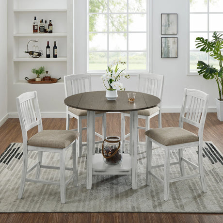 5 Piece Counter Height Dining Set with foldable leaves - Furniture Home Direct