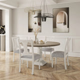 Tannen - Round 5 Piece Dining Table (Set of 5) - White And Gray - Furniture Home Direct