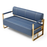 Modern Upholstery Accent Loveseat Sofa For Living Room 2 Seater With Golden Metal Arms - Furniture Home Direct
