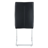 Dining Chair Set Modern Chrome Base PU Leather Black - Furniture Home Direct