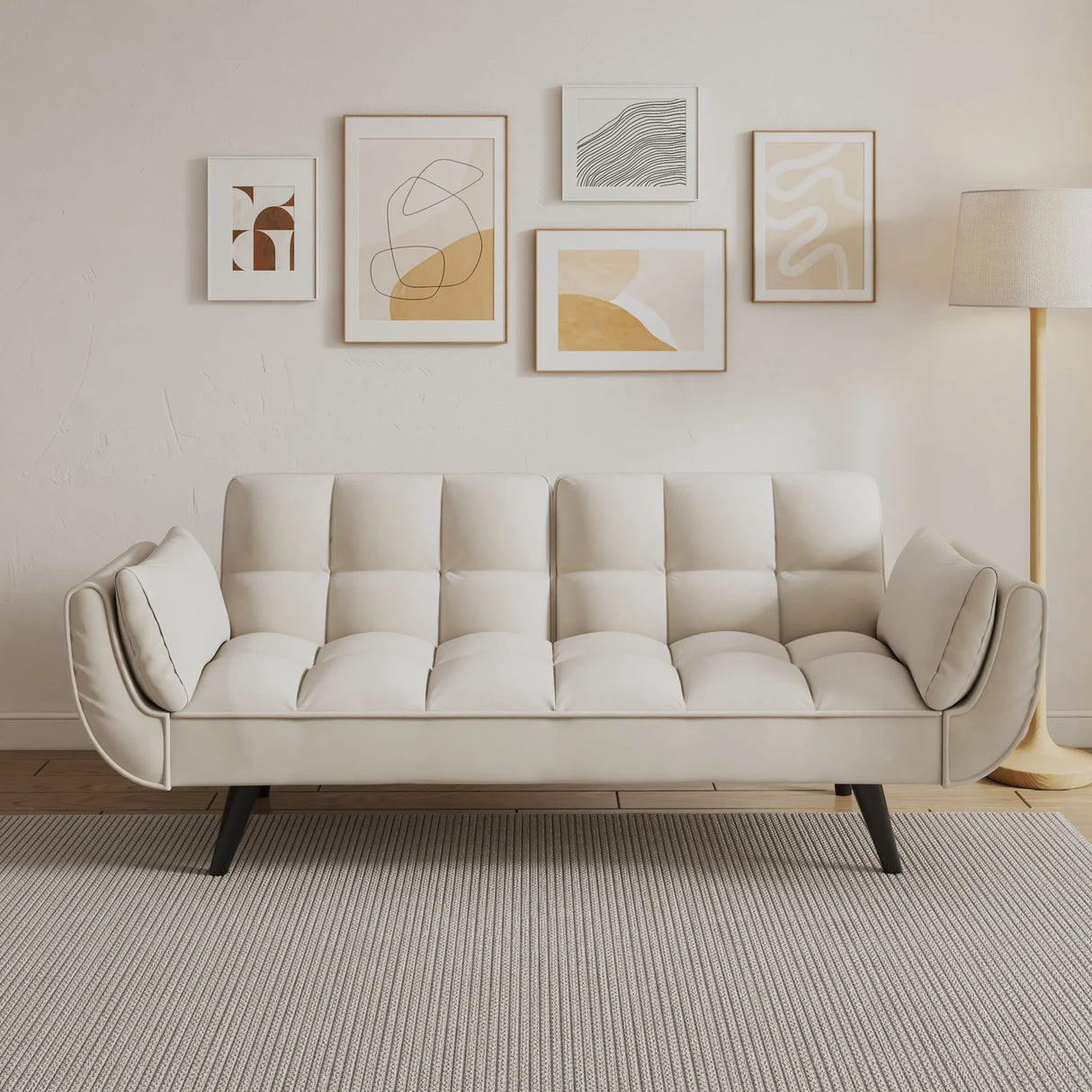 Sofa Soft Two Armrests Throw Pillow Pillow Comfortable Fit Apartment Bedroom Small Space - Furniture Home Direct