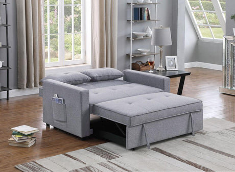 Zoey - Linen Convertible Sleeper Loveseat With Side Pocket - Furniture Home Direct