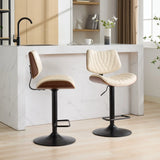 Counter Height Stool Adjustable PU Leather Swivel Beige - Furniture Home Direct