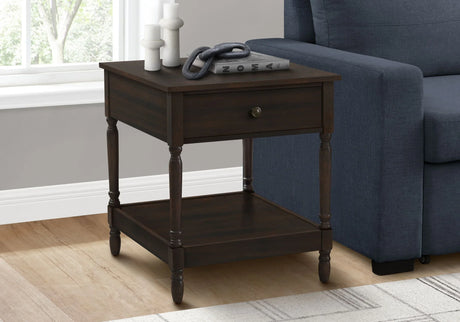 Accent - Table, 2 Tier, Square, Traditional - Walnut - Furniture Home Direct