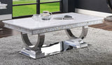 Zander - Printed Faux Marble Top & Mirrored Table - Marble - Furniture Home Direct
